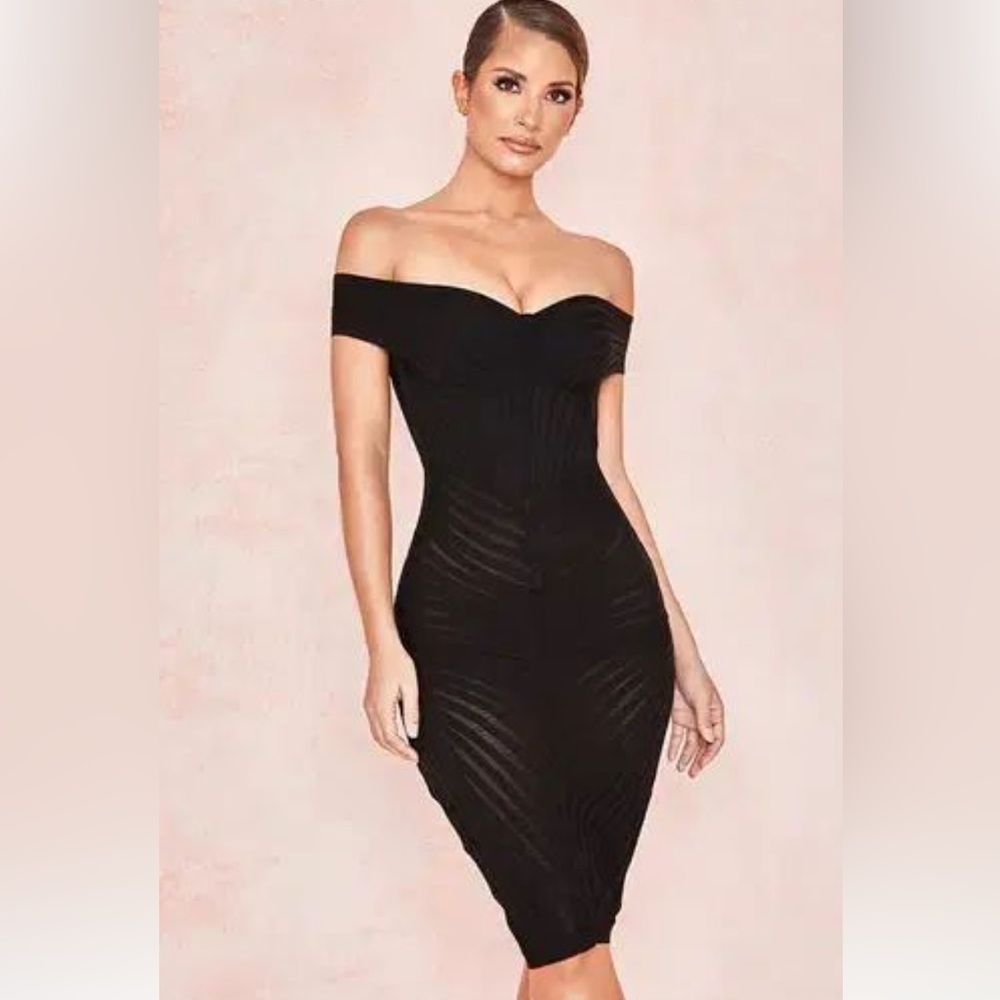 House of CB Black Off-Shoulder Midi Dress